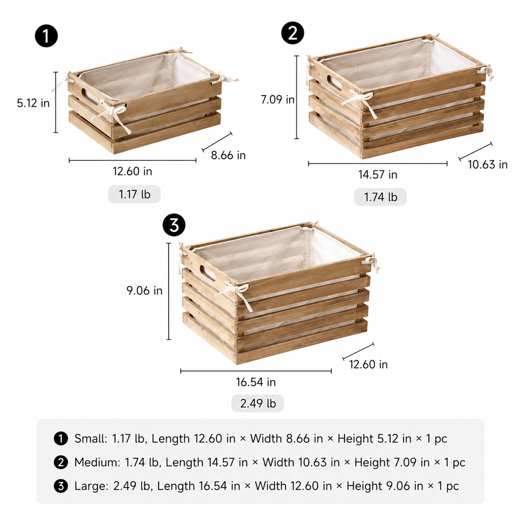 Linen-Lined Wooden Crate