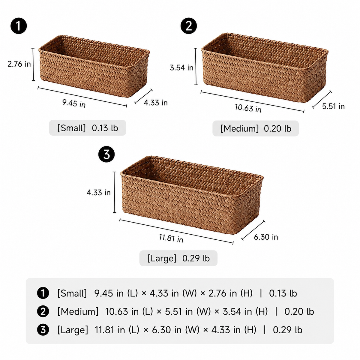 Rectangular Seagrass Organizer Basket