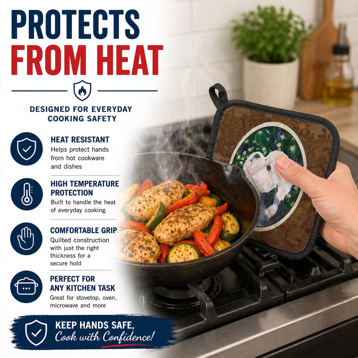 Dandie Dinmont Terrier Pot Holder Set of 2 Heat Resistant Quilted Hot Pads 7.5 x 7.5 Inch, Insulated Kitchen Trivets for Cooking & Baking