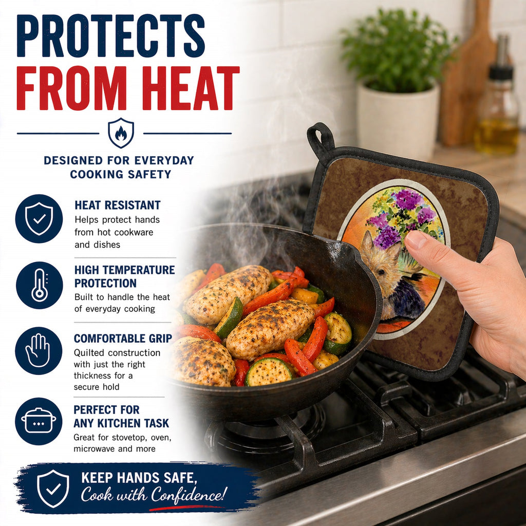 Norwich Terrier Pot Holder Set of 2 Heat Resistant Quilted Hot Pads 7.5 x 7.5 Inch, Insulated Kitchen Trivets for Cooking & Baking