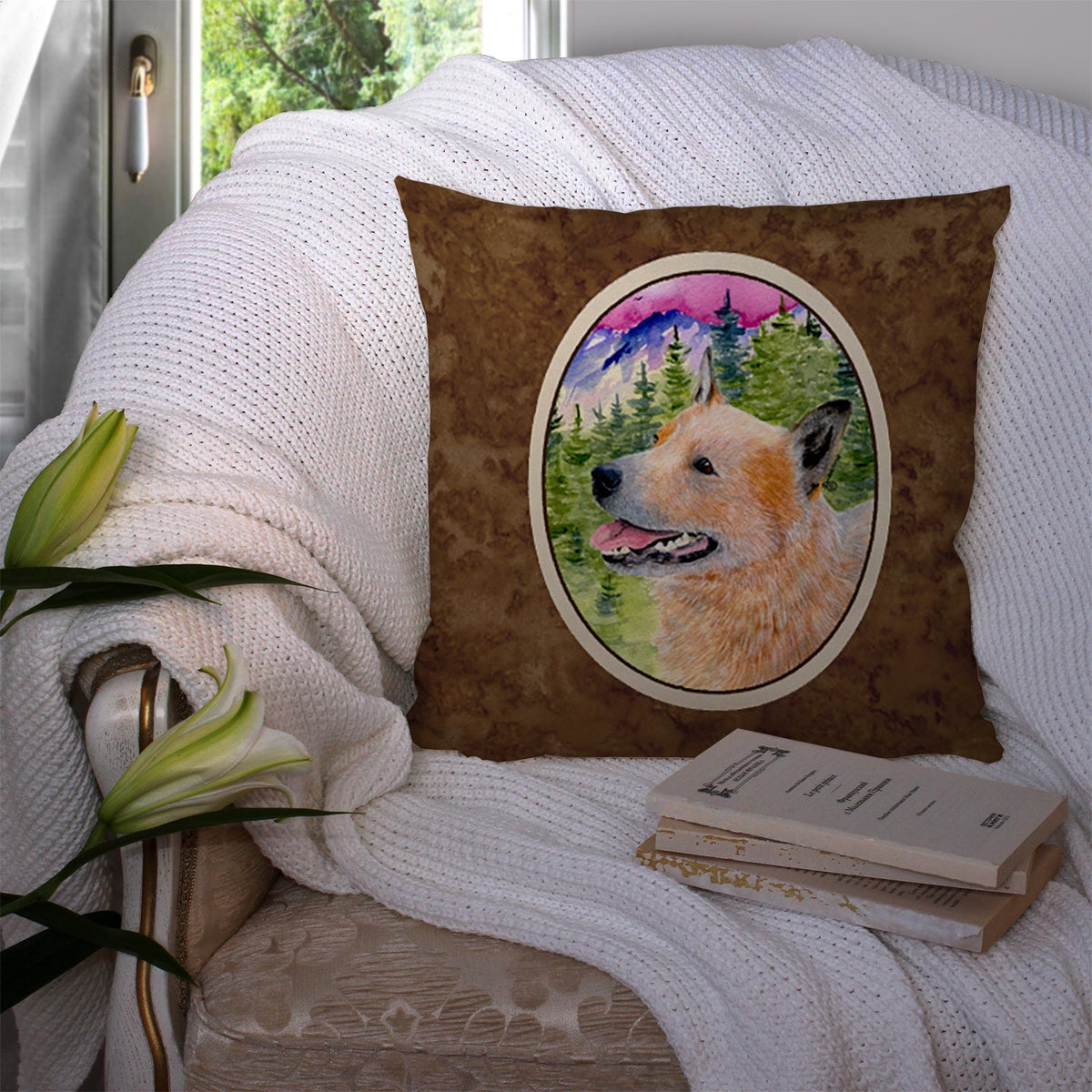 Australian Cattle Dog Decorative Throw Pillow 14x14 Indoor Outdoor Accent Cushion, Fabric Cover with Insert for Sofa, Bed, Porch & Living Room