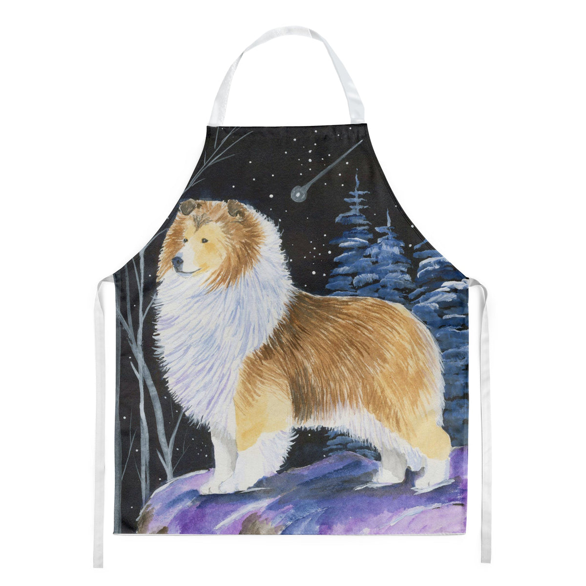 Starry Night Sheltie Apron Cooking Kitchen Server Baking Crafts Gardening for Adult Women Men, Unisex, Large, Multicolor