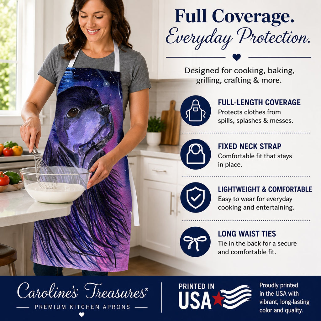 Starry Night Cocker Spaniel Apron Cooking Kitchen Server Baking Crafts Gardening for Adult Women Men, Unisex, Large, Multicolor