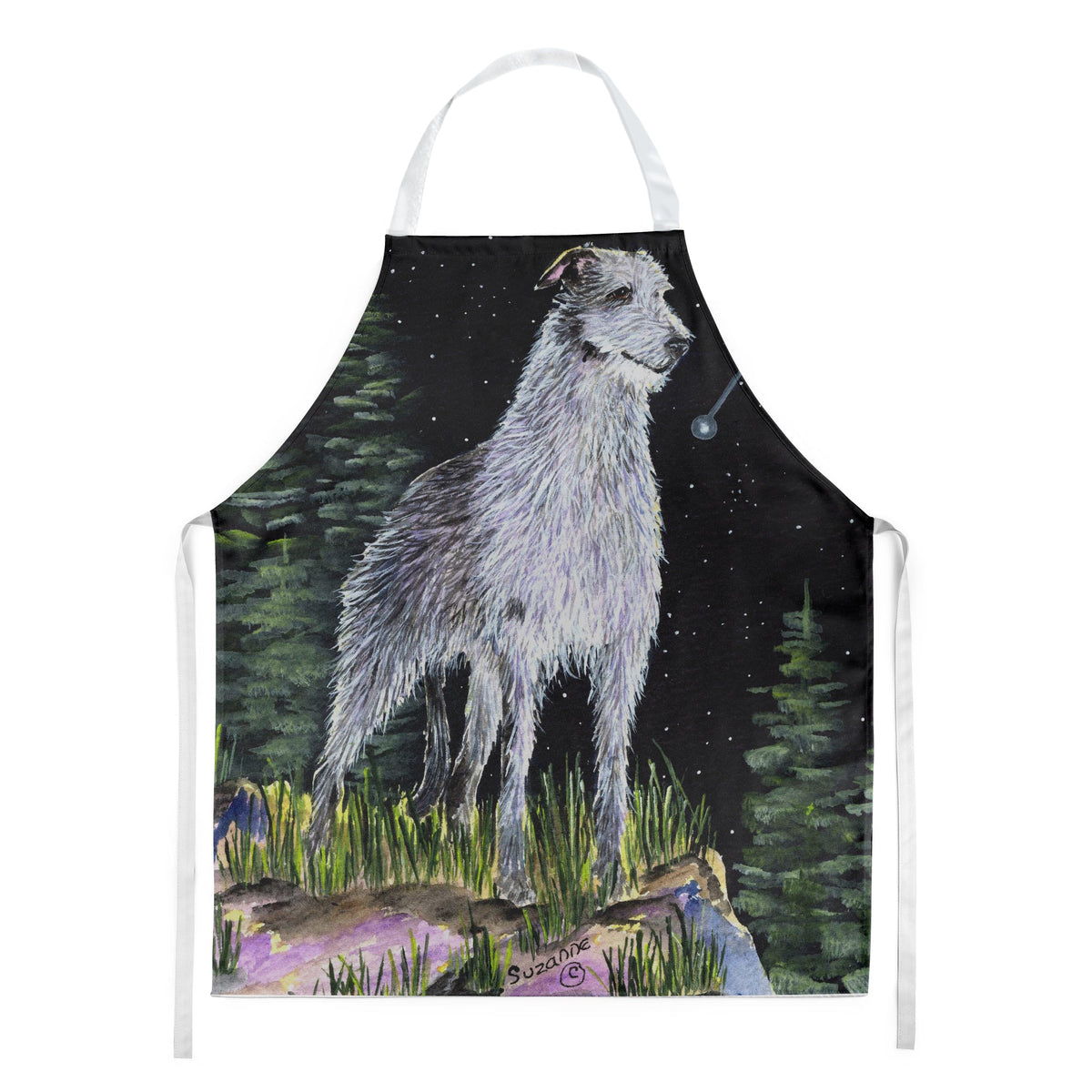 Starry Night Scottish Deerhound Apron Cooking Kitchen Server Baking Crafts Gardening for Adult Women Men, Unisex, Large, Multicolor