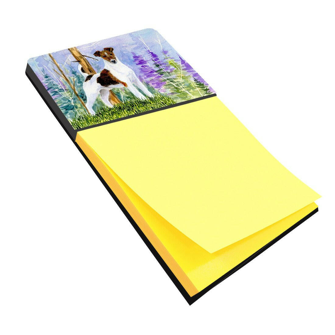 Jack Russell Terrier Watercolor Sticky Note Holder Refillable Dispenser Desk Accessory 3x3 Pad Gift
