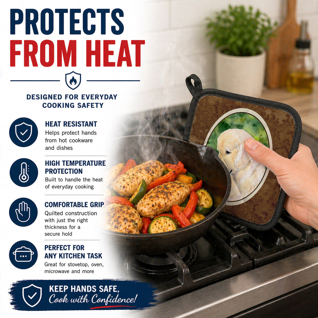 Golden Retriever Pot Holder Set of 2 Heat Resistant Quilted Hot Pads 7.5 x 7.5 Inch, Insulated Kitchen Trivets for Cooking & Baking