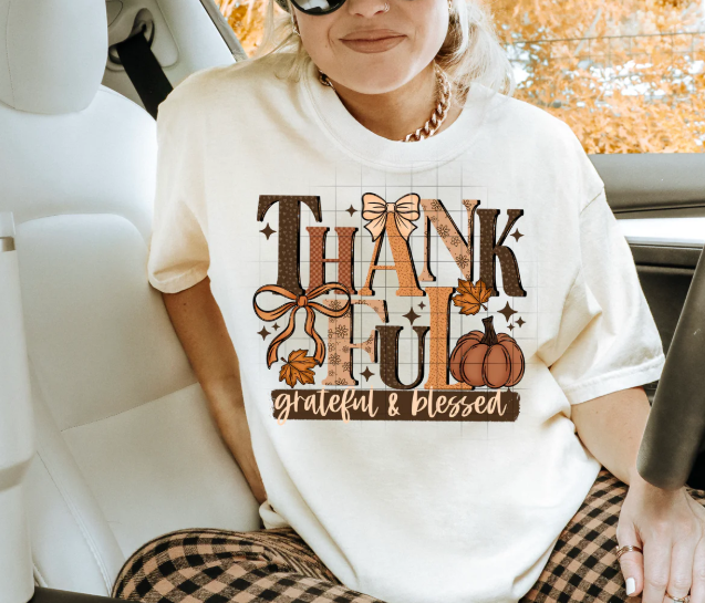 Thankful Grateful & Blessed Graphic Tee