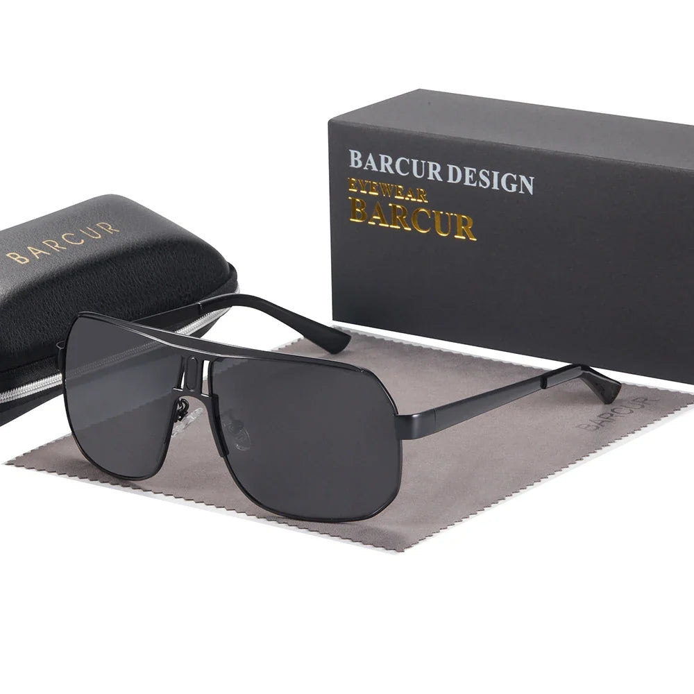 BARCUR Polarized Sunglasses for Men – Trendy UV400 Gradient Lens Oval Comfortable Frame Sports Driving Hiking Fishing Outdoor Fashion Eyewear with Durable Stainless Steel Frame – Casual Apparel Accessory Gift for Him