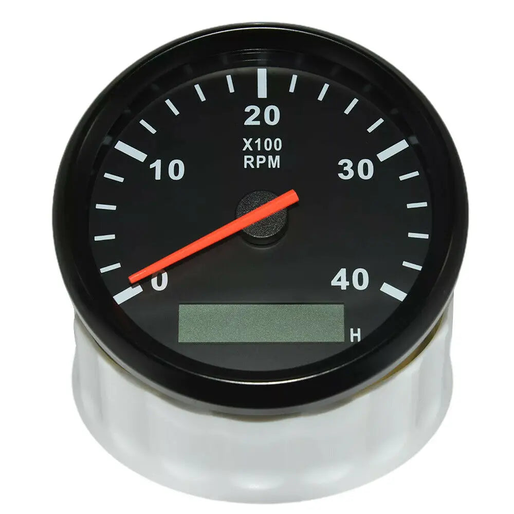 85mm Diesel Engine Tachometer 0-4000RPM | Digital LCD Hour Meter with M16/M18 RPM Sensor