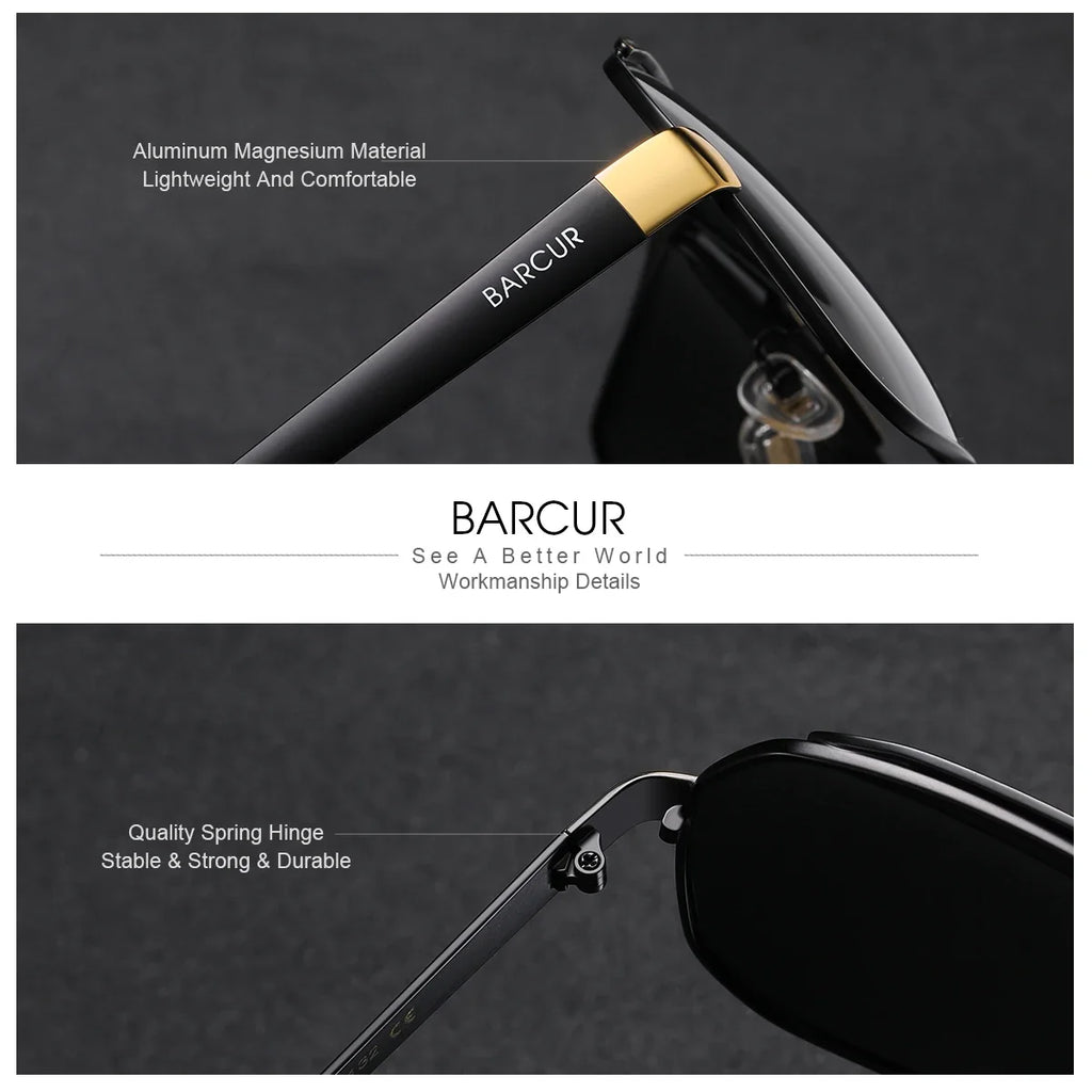 BARCUR Polarized Sunglasses for Men – Trendy UV400 Gradient Lens Oval Comfortable Frame Sports Driving Hiking Fishing Outdoor Fashion Eyewear with Durable Stainless Steel Frame – Casual Apparel Accessory Gift for Him