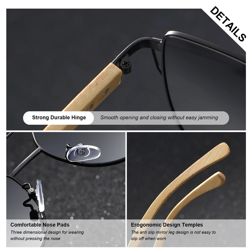 BARCUR Luxury High-Quality UV400 Women’s Polarized Sunglasses Cat Eye Bamboo Foot Frame Mirrored Lenses Presented in a White Gift Box for Summer