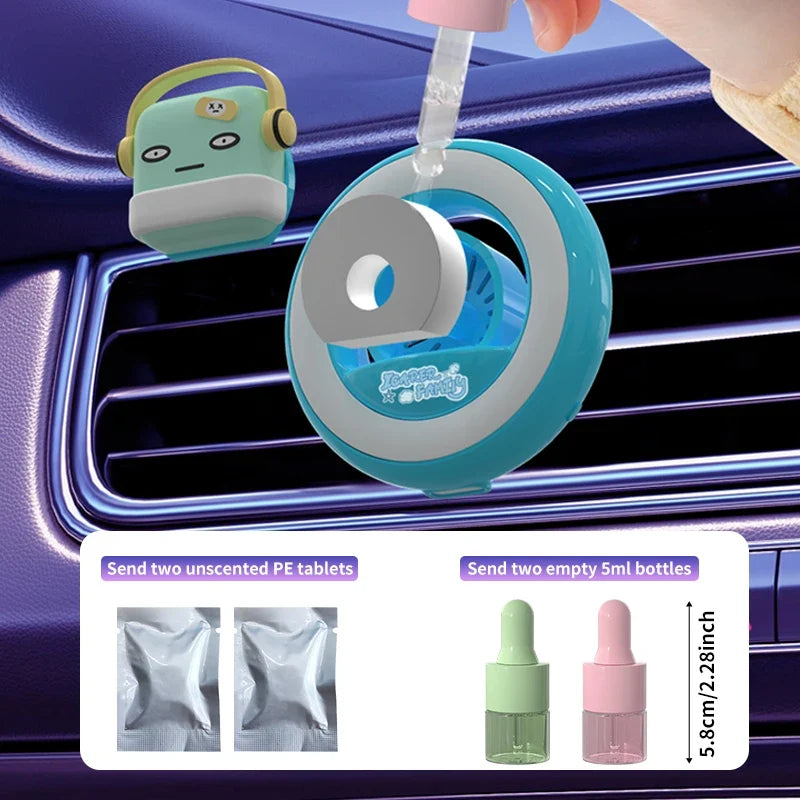 RGB Voice-Controlled Car Air Vent Rhythm Light | Aromatherapy Diffuser with 2 Unscented PE Tablets and 2 Refill Bottles