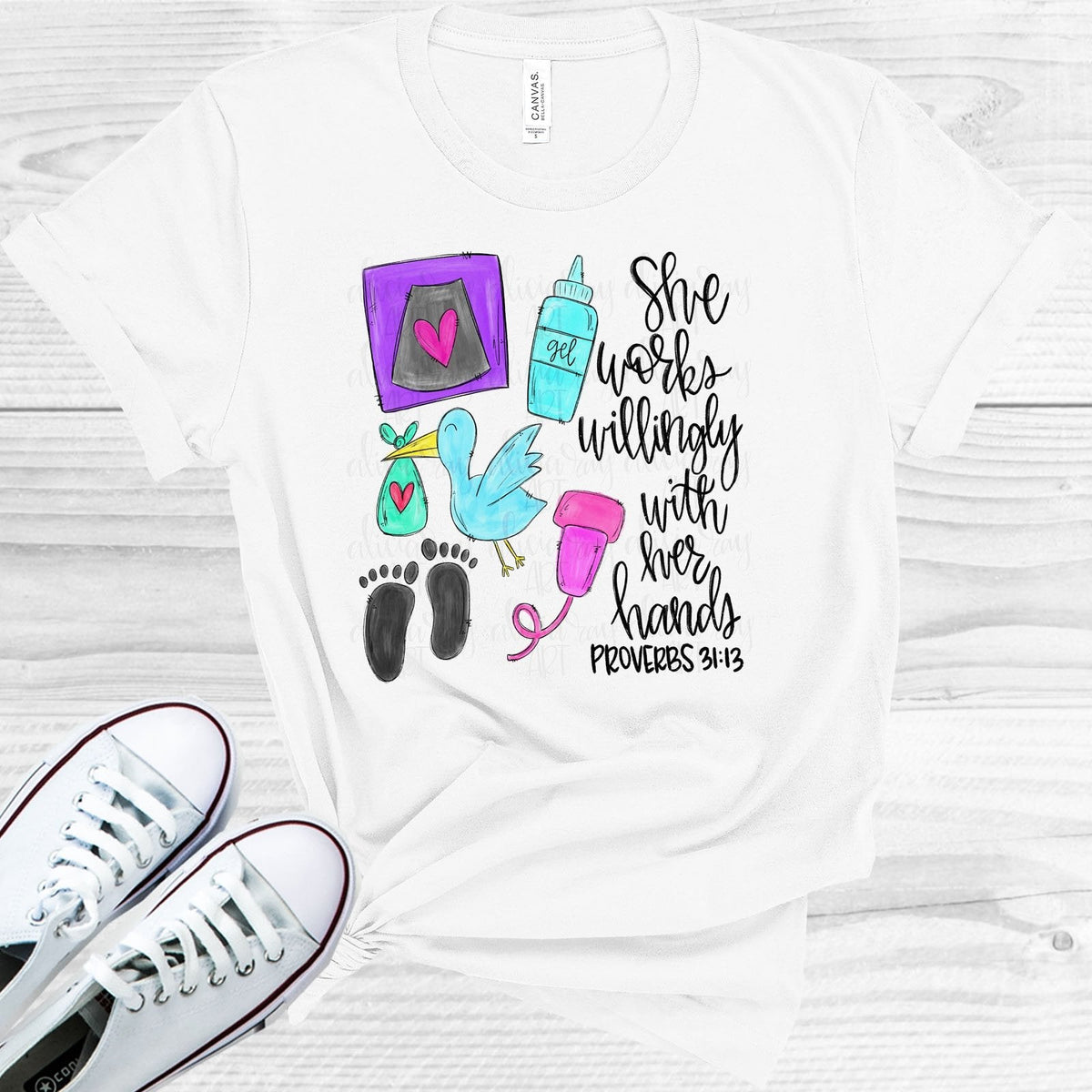 She Works Willingly with Her Hands - Ultrasound Tech Graphic Tee