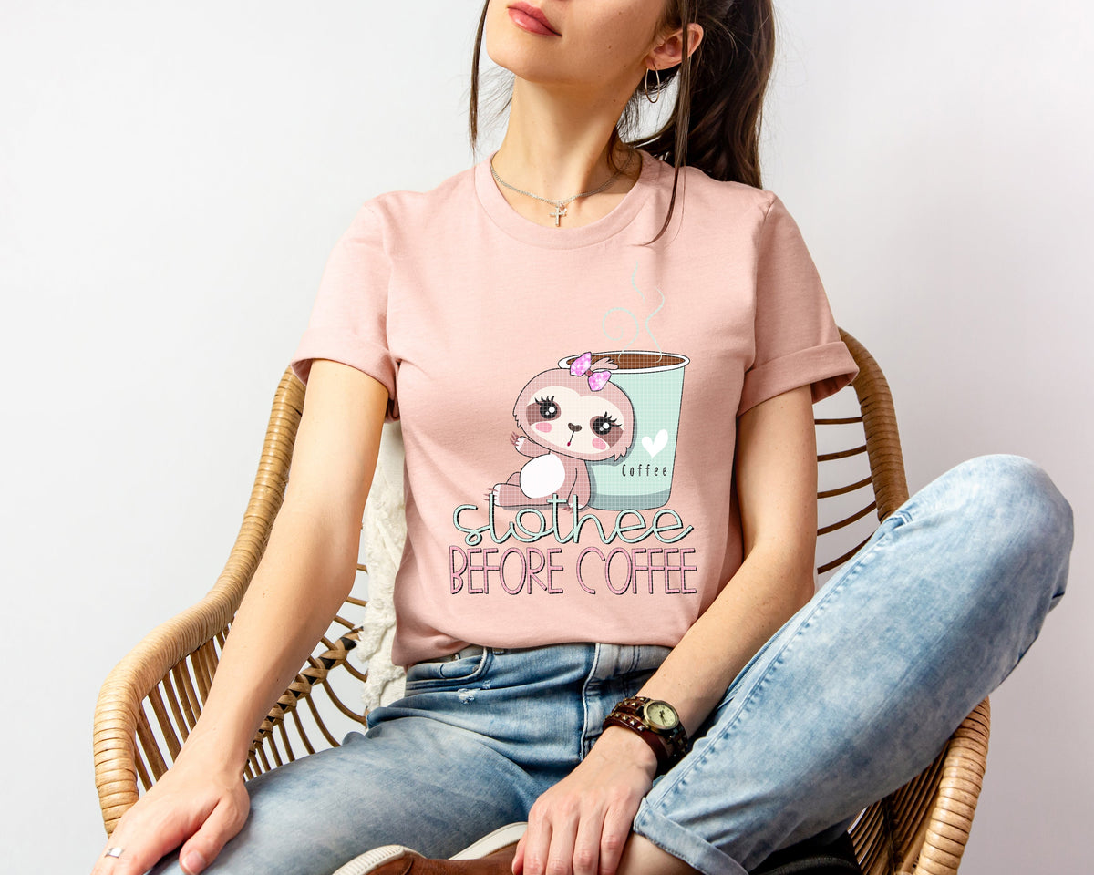 Slothee Before Coffee Graphic Tee