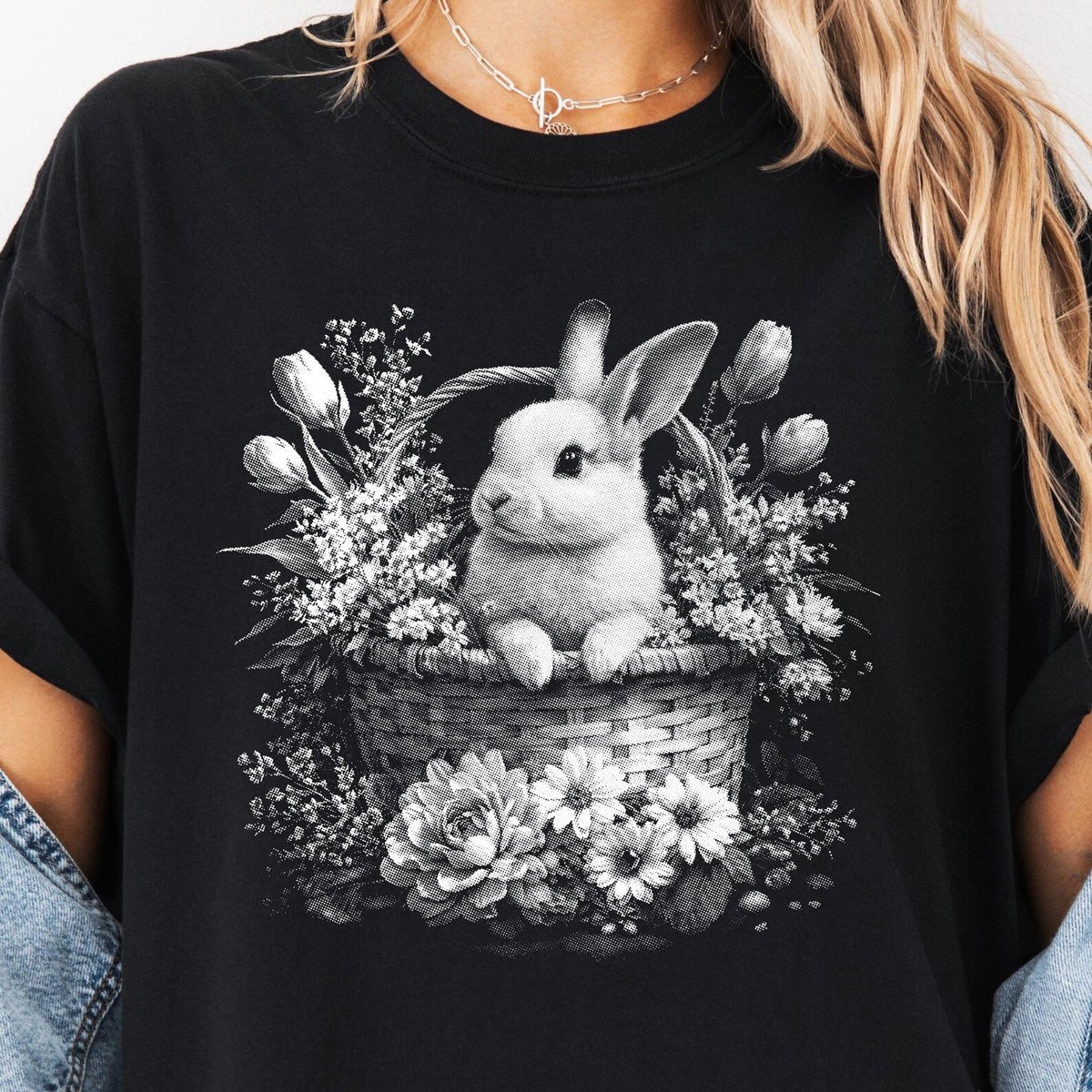 Black and White Bunny Graphic Tee
