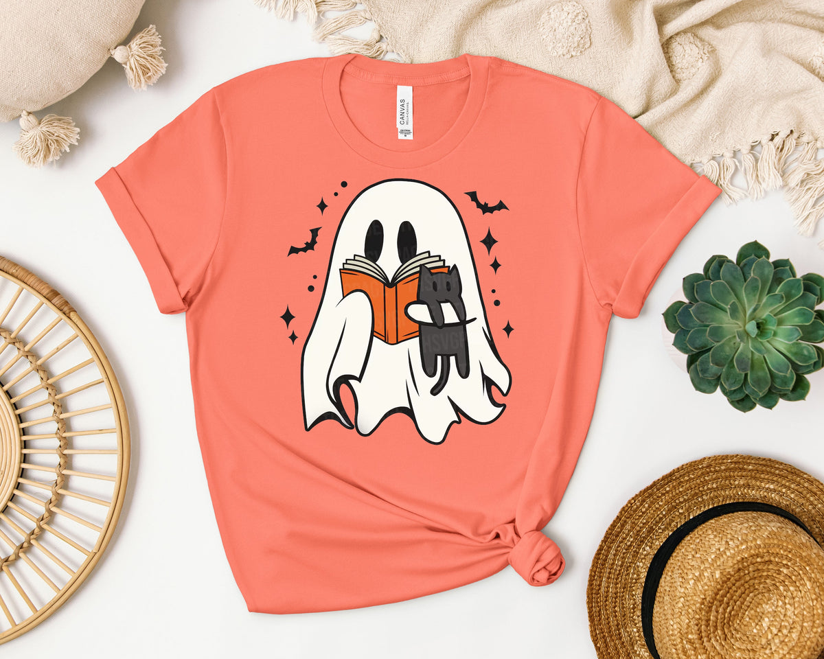 Reading Ghost and Kitty Graphic Tee