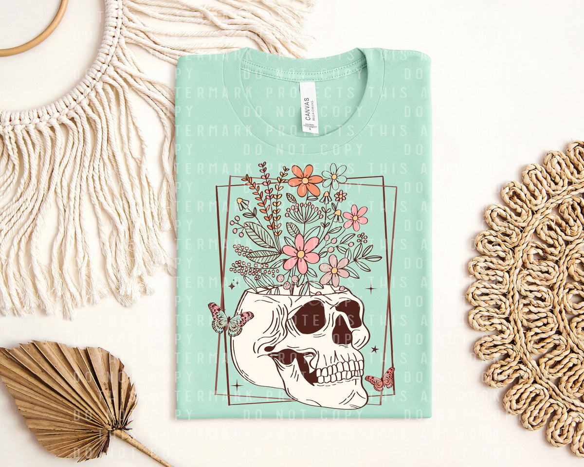 Floral Skull Graphic Tee