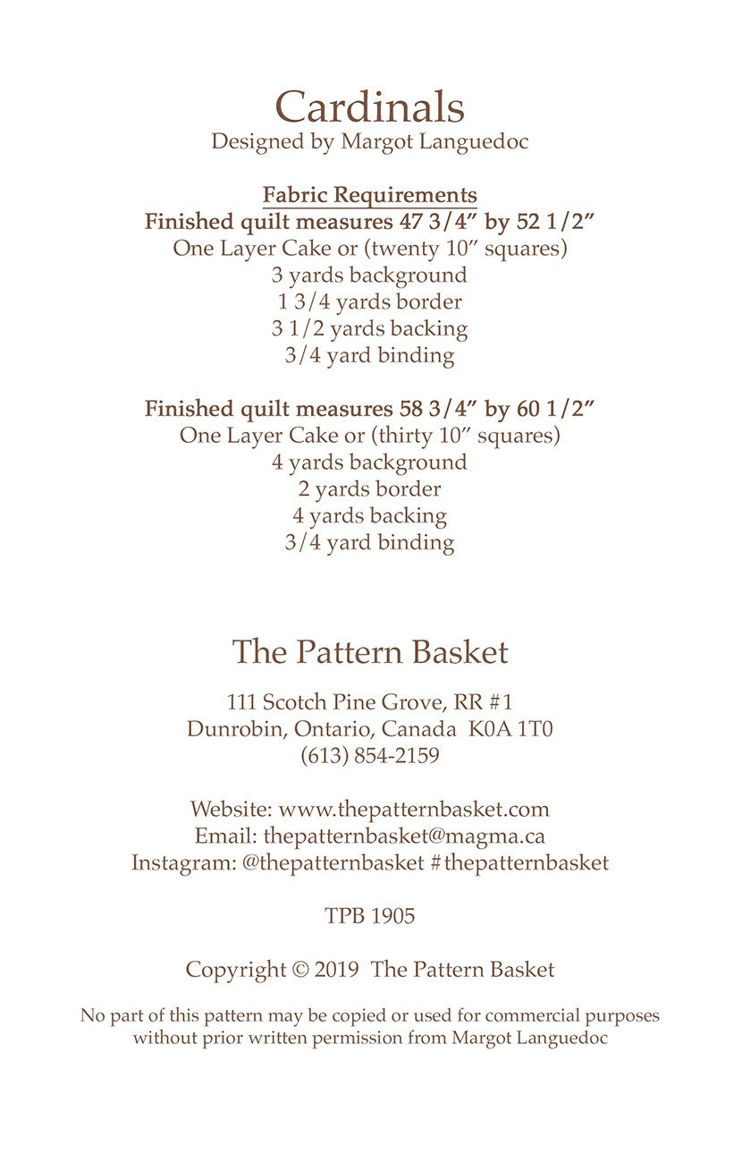 Cardinals Quilt Pattern