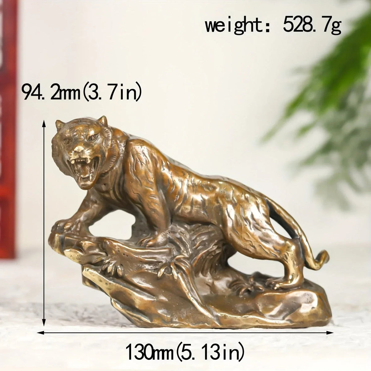 Tiger Figurine - Climbing Brass