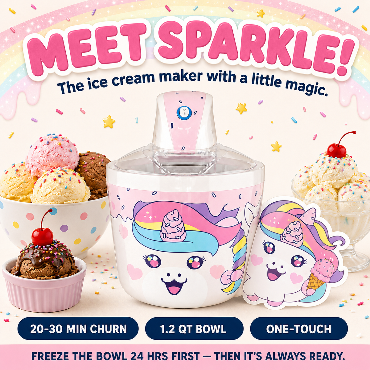 Electric Ice Cream Maker Machine for Kids – Countertop Soft Serve