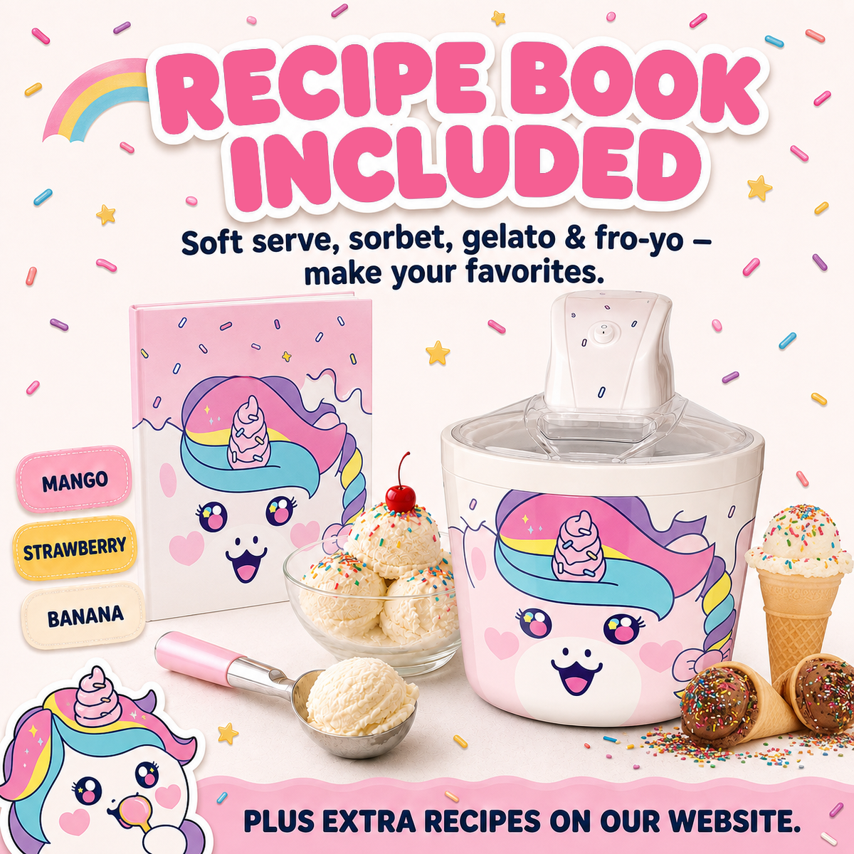 Electric Ice Cream Maker Machine for Kids – Countertop Soft Serve