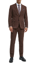 Ferrecci Men's Cordell Brown Cotton Corduroy Suit – 2 Piece Notch Lapel