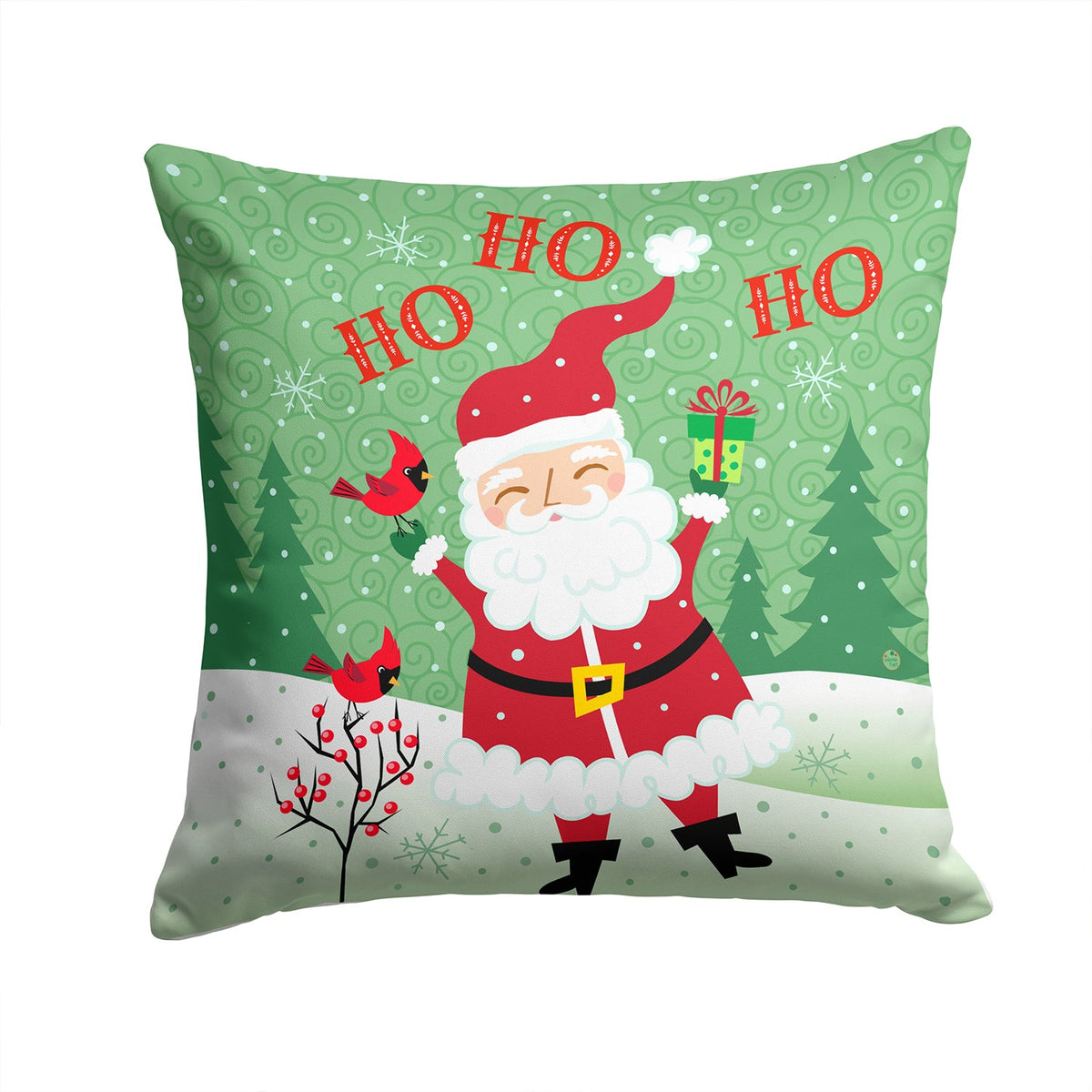 Merry Christmas Santa Claus Ho Ho Ho Decorative Throw Pillow 14x14 Indoor Outdoor Accent Cushion, Fabric Cover with Insert for Sofa, Bed, Porch & Living Room