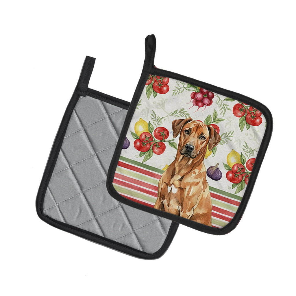 Rhodesian Ridgeback Vegetables Pot Holder Set of 2 Heat Resistant Quilted Hot Pads 7.5 x 7.5 Inch, Insulated Kitchen Trivets for Cooking & Baking