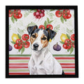 White with Black Markings Russell Terrier Vegetables Framed Metal Print Bathroom, Kitchen, Office, Home Decor Wall Art Ready to Hang, Square, 8X8