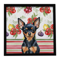 Black and Tan Russian Toy Vegetables Framed Metal Print Bathroom, Kitchen, Office, Home Decor Wall Art Ready to Hang, Square, 8X8