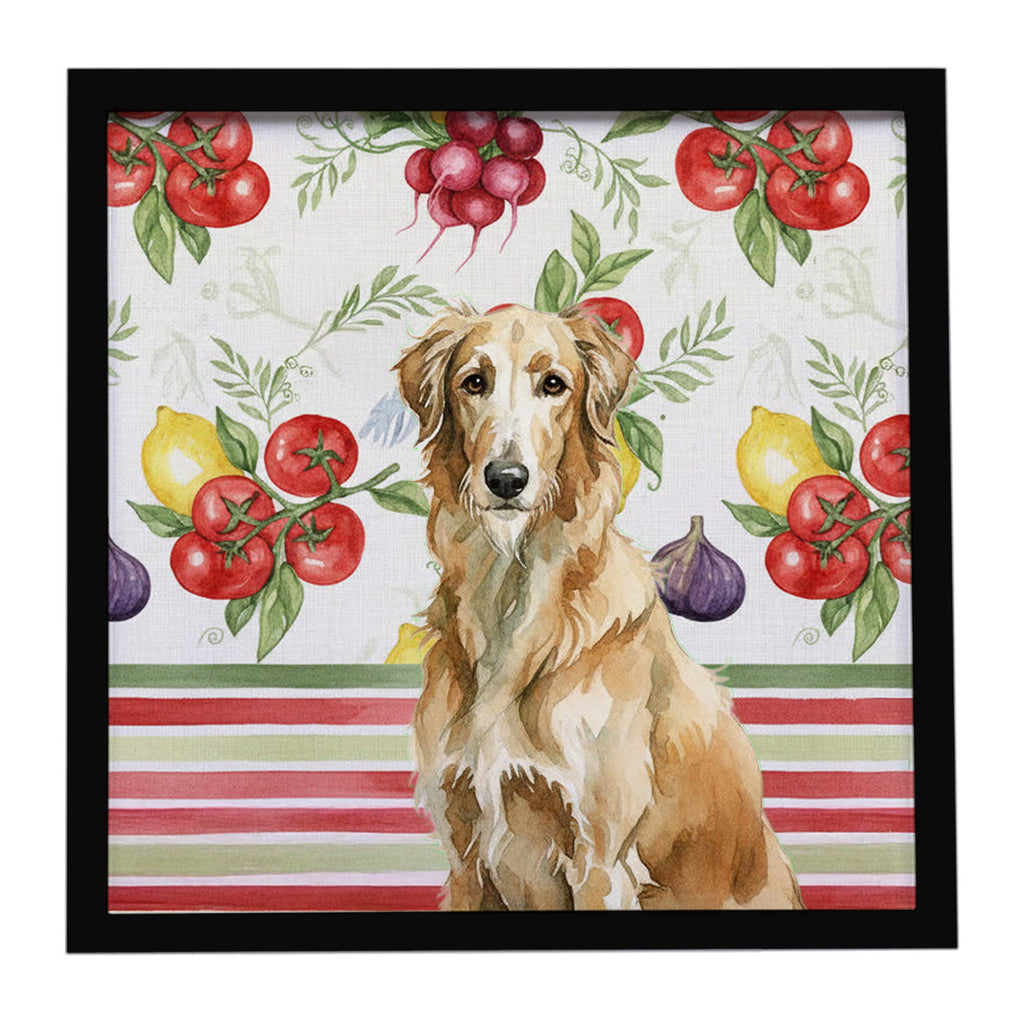Wheaten Scottish Deerhound Vegetables Framed Metal Print Bathroom, Kitchen, Office, Home Decor Wall Art Ready to Hang, Square, 8X8