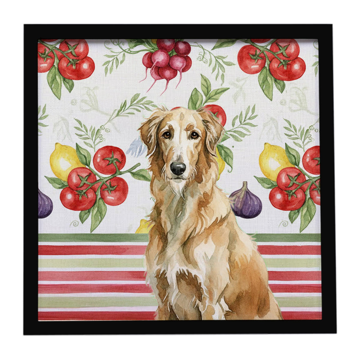 Wheaten Scottish Deerhound Vegetables Framed Metal Print Bathroom, Kitchen, Office, Home Decor Wall Art Ready to Hang, Square, 8X8