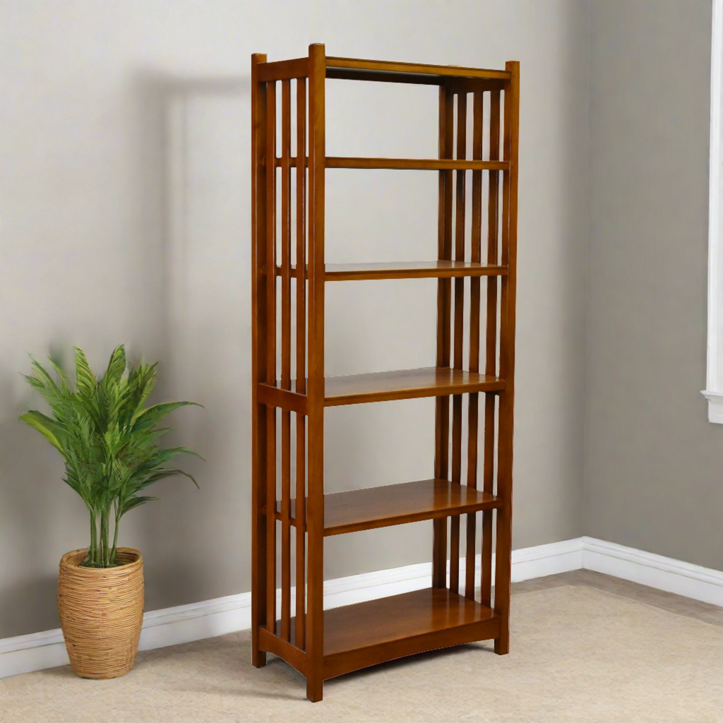 Pre-Order Mission Spindle Side 5 Shelf Bookcase - Michael's Cherry (MC1)