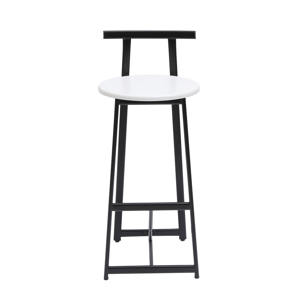Modern Bar Stools with Backrest for Kitchen – Set of 3 – White or Black