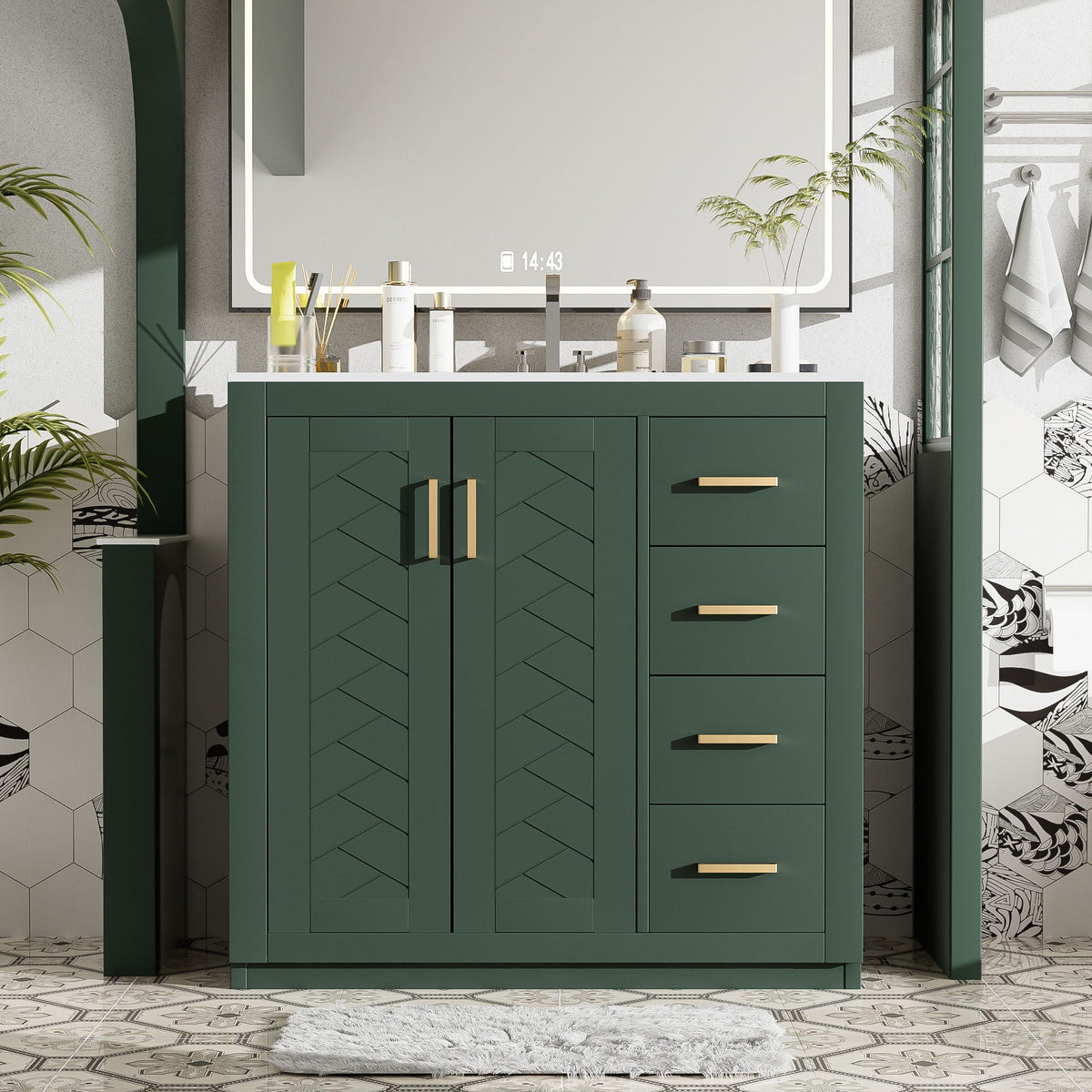 Bathroom Vanity With Sink Combo, Storage Cabinet, Freestanding Set