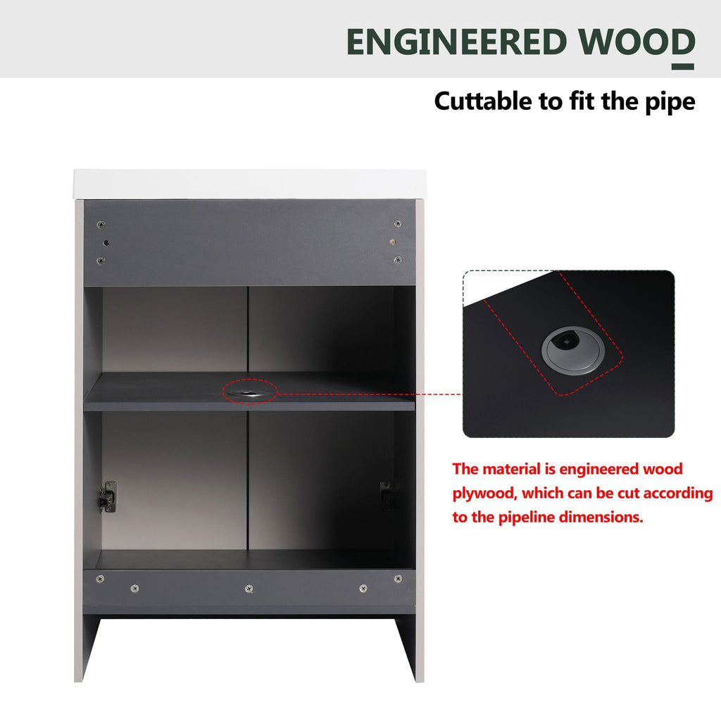 Modern Freestanding Bathroom Vanity with Soft Close Cabinet Doors - Pearl Silver, White, or Dark Green