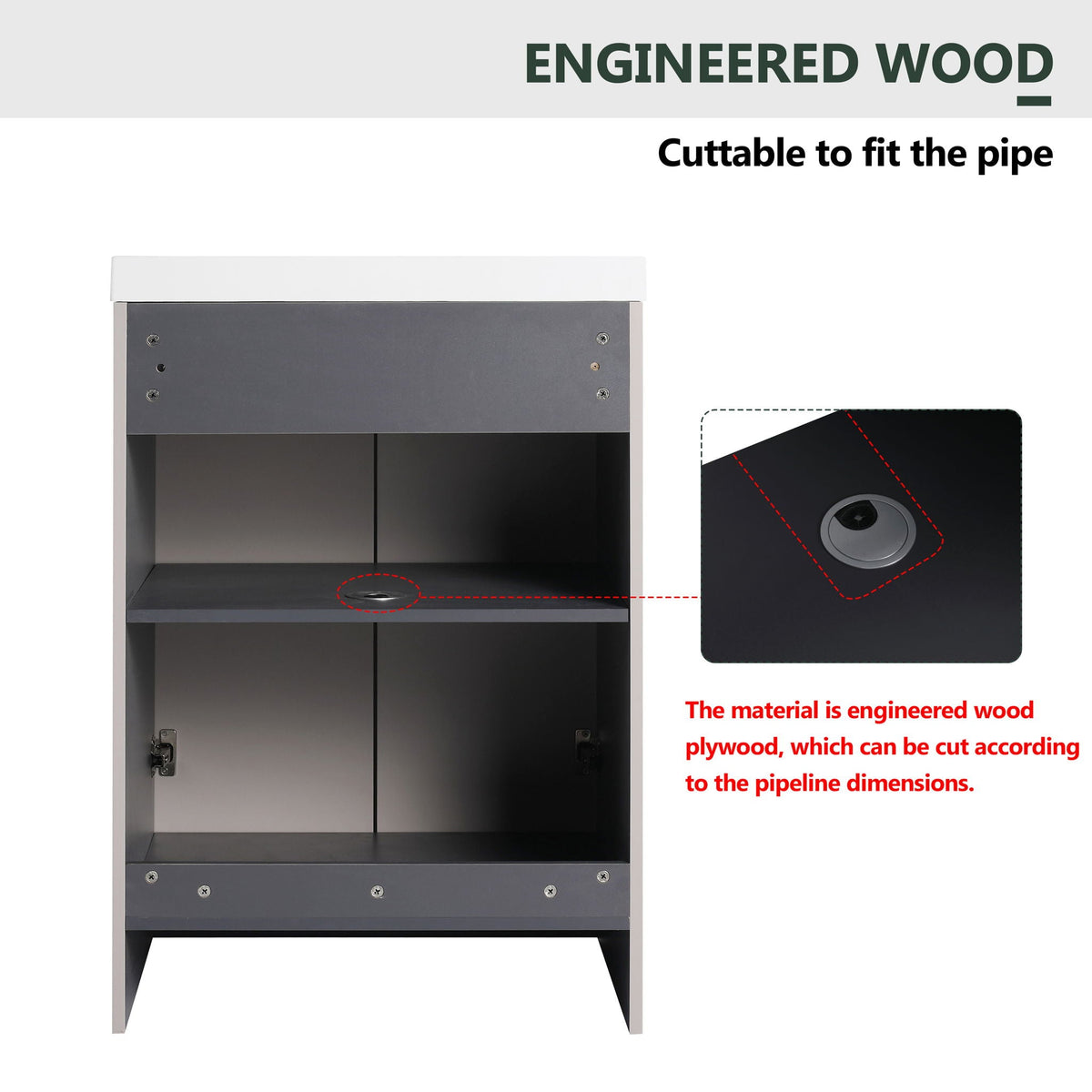 Modern Freestanding Bathroom Vanity with Soft Close Cabinet Doors - Pearl Silver, White, or Dark Green
