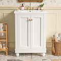 24 Inch Modern Bathroom Vanity Cabinet with Ceramic Sink - White, Blue, Green