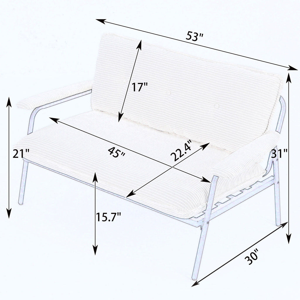 Modern Metal Frame Stationary Sofa with Sponge Filling - Pink, Green, or Black