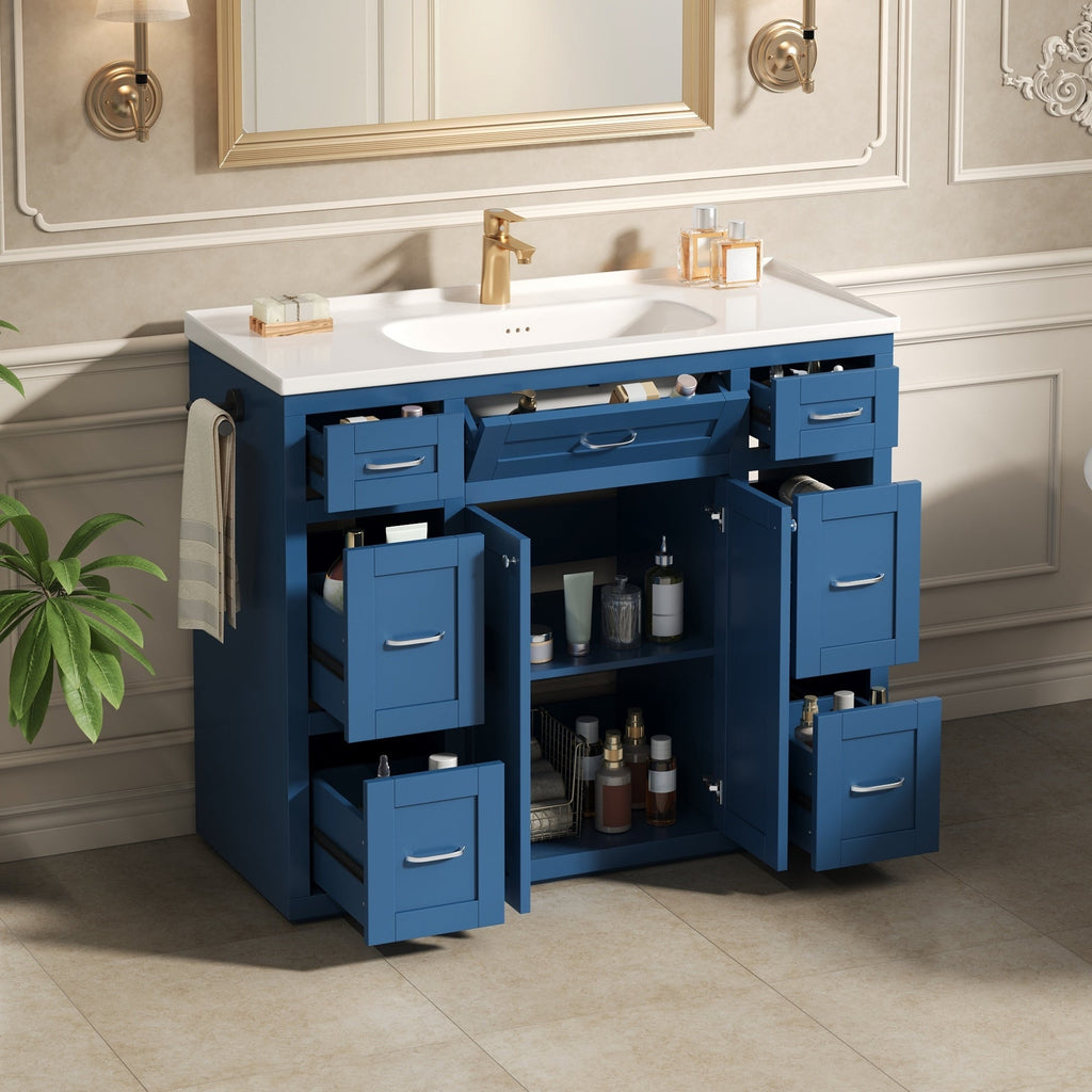 Navy Blue 48" Bathroom Vanity with Ceramic Sink - Navy Blue