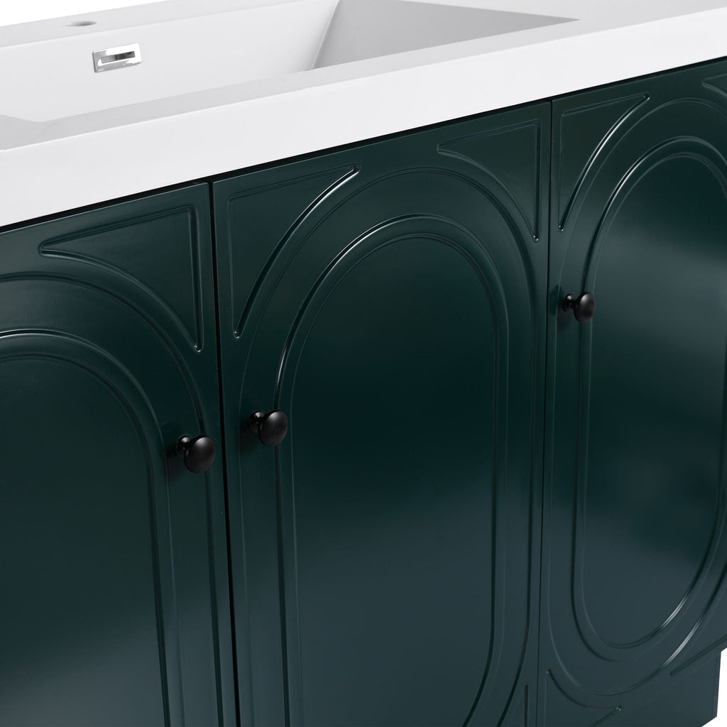 Modern Freestanding Bathroom Vanity with Soft Close Cabinet Doors - Pearl Silver, White, or Dark Green