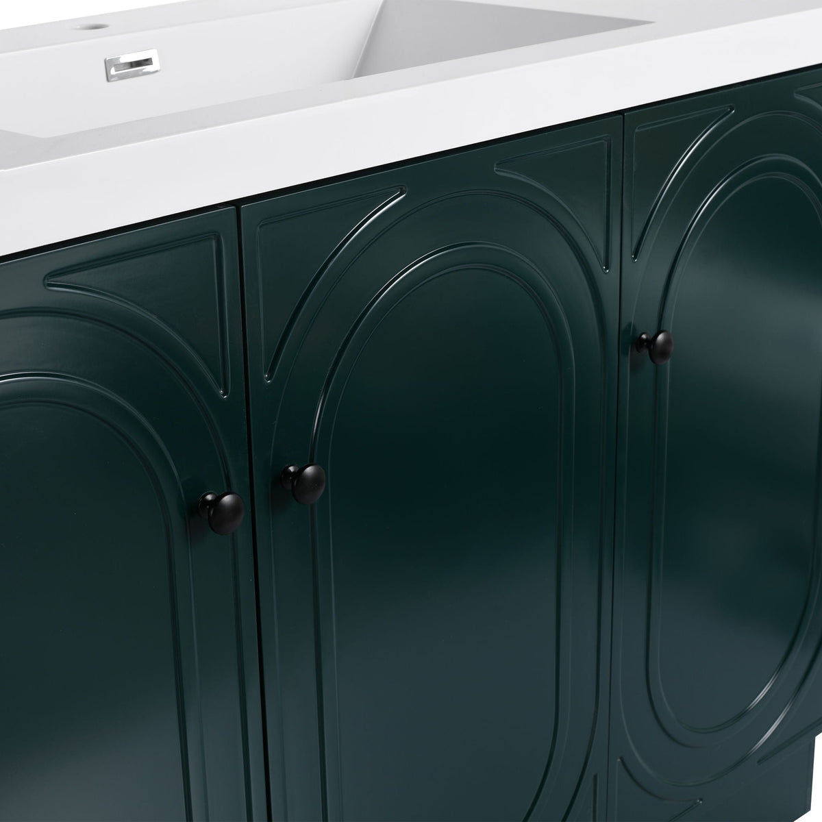 Modern Freestanding Bathroom Vanity with Soft Close Cabinet Doors - Pearl Silver, White, or Dark Green