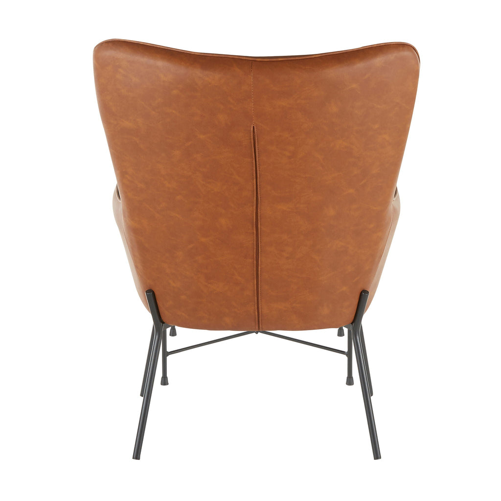 Industrial Lounge Chair & Ottoman Set with Metal Legs - Dark or Light Brown