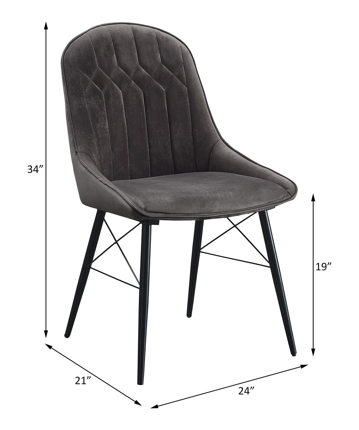 Upholstered Dining Seating with Metal Frame - Channel Tufting - Black or Dark Gray