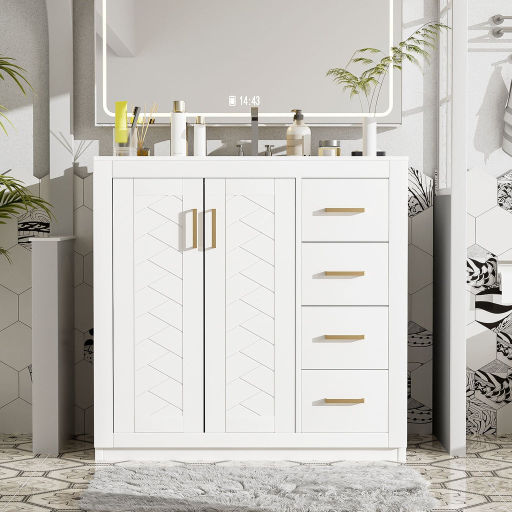 Bathroom Vanity With Sink Combo, Storage Cabinet, Freestanding Set