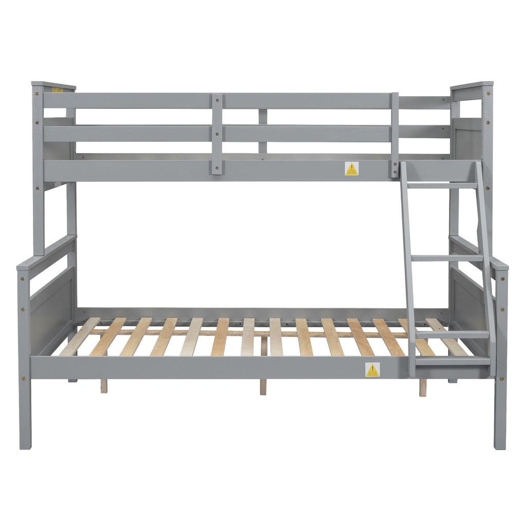 Twin Over Full Bunk Bed with Ladder and Storage Options - White or Dark Gray