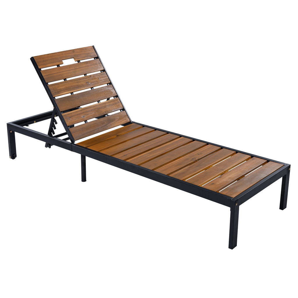 Outdoor Chaise with Adjustable Backrest - Light Brown or Dark Brown