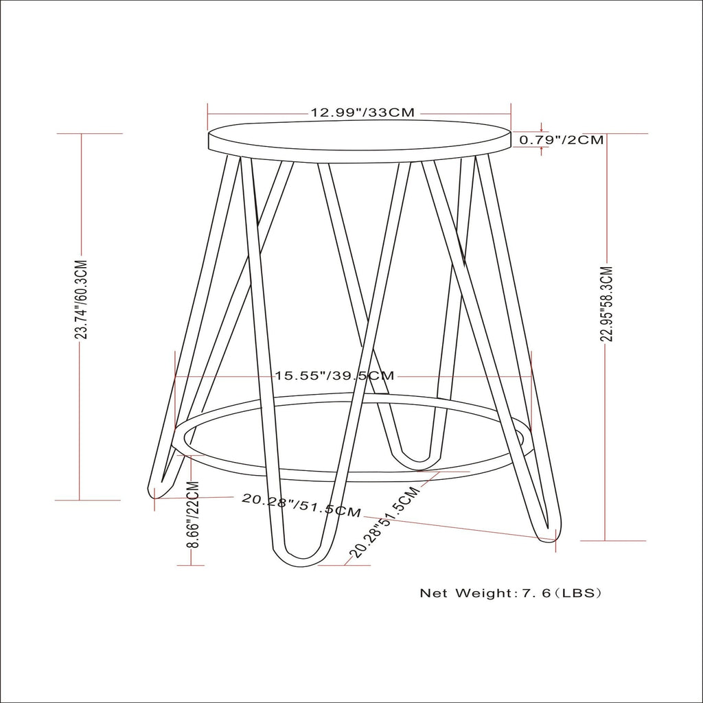 Multifunctional Metal Counter Height Stool with Solid Wood Seat - Dark Brown or Beige