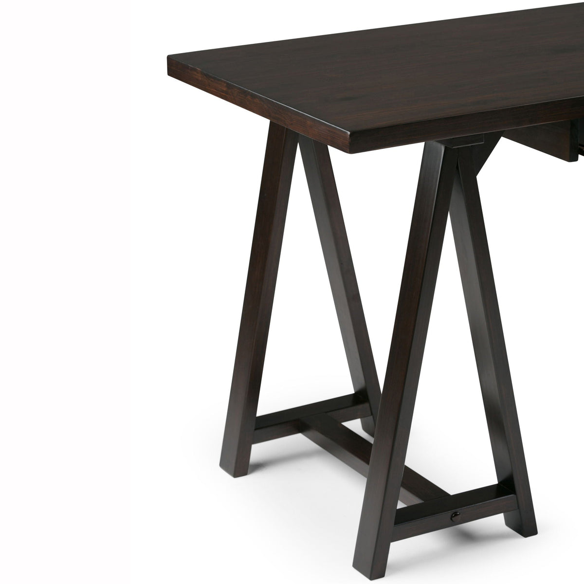 Handcrafted Sawhorse Writing Desk with Solid Wood Construction - Dark Brown or White