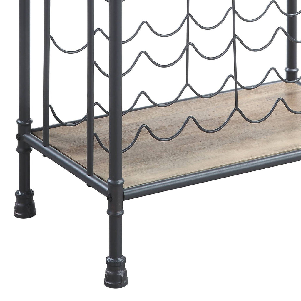 Brantley Wine Rack with Industrial Metal and Wood - Gray / Oak